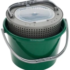 Seau A Vifs Plastilys 13L Rond Vert Fonce + Panier Vivier
