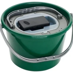 Seau A Vifs Plastilys 13L Rond Vert Fonce + Panier Vivier + Aerateur Integre