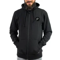 Sweat À Capuche Zippé Pêche Personnalisable Sur Vos Traces - Noir