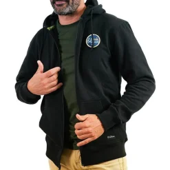 Sweat À Capuche Zippé Pêche Personnalisable Sur Vos Traces - Noir