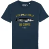 Tee Shirt Manches Courtes Homme Monsieur Pêcheur C'est Pas La Taille Qui Compte - Brochet - Marine