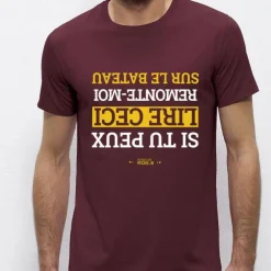 Tee Shirt Manches Courtes Homme Monsieur Pêcheur Remonte Moi Sur Le Bateau - Burgundy