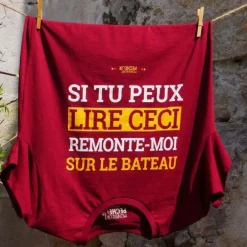 Tee Shirt Manches Courtes Homme Monsieur Pêcheur Remonte Moi Sur Le Bateau - Burgundy