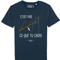 Tee Shirt Manches Courtes Homme Monsieur Pêcheur C'est Pas Ce Que Tu Crois - Marine