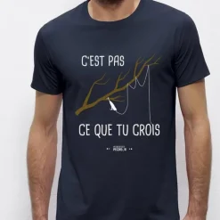 Tee Shirt Manches Courtes Homme Monsieur Pêcheur C'est Pas Ce Que Tu Crois - Marine