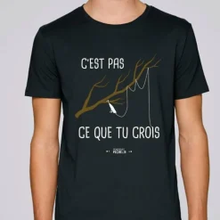 Tee Shirt Manches Courtes Homme Monsieur Pêcheur C'est Pas Ce Que Tu Crois - Noir