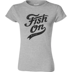 Tee Shirt Manches Courtes Femme Cyril Chauquet Fish On Vintage - Gris
