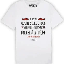 Tee Shirt Manches Courtes Homme Monsieur Pêcheur Il N'y A Qu'une Seule Chose - Blanc
