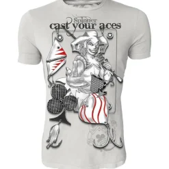 Tee Shirt Manches Courtes Homme Hot Spot Design Spinner-Cast Your Aces - Gris